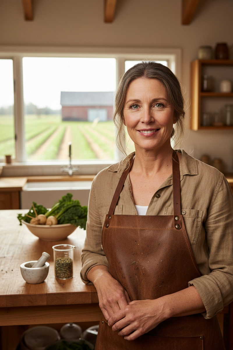 Founder portrait — warm, real, accomplished woman